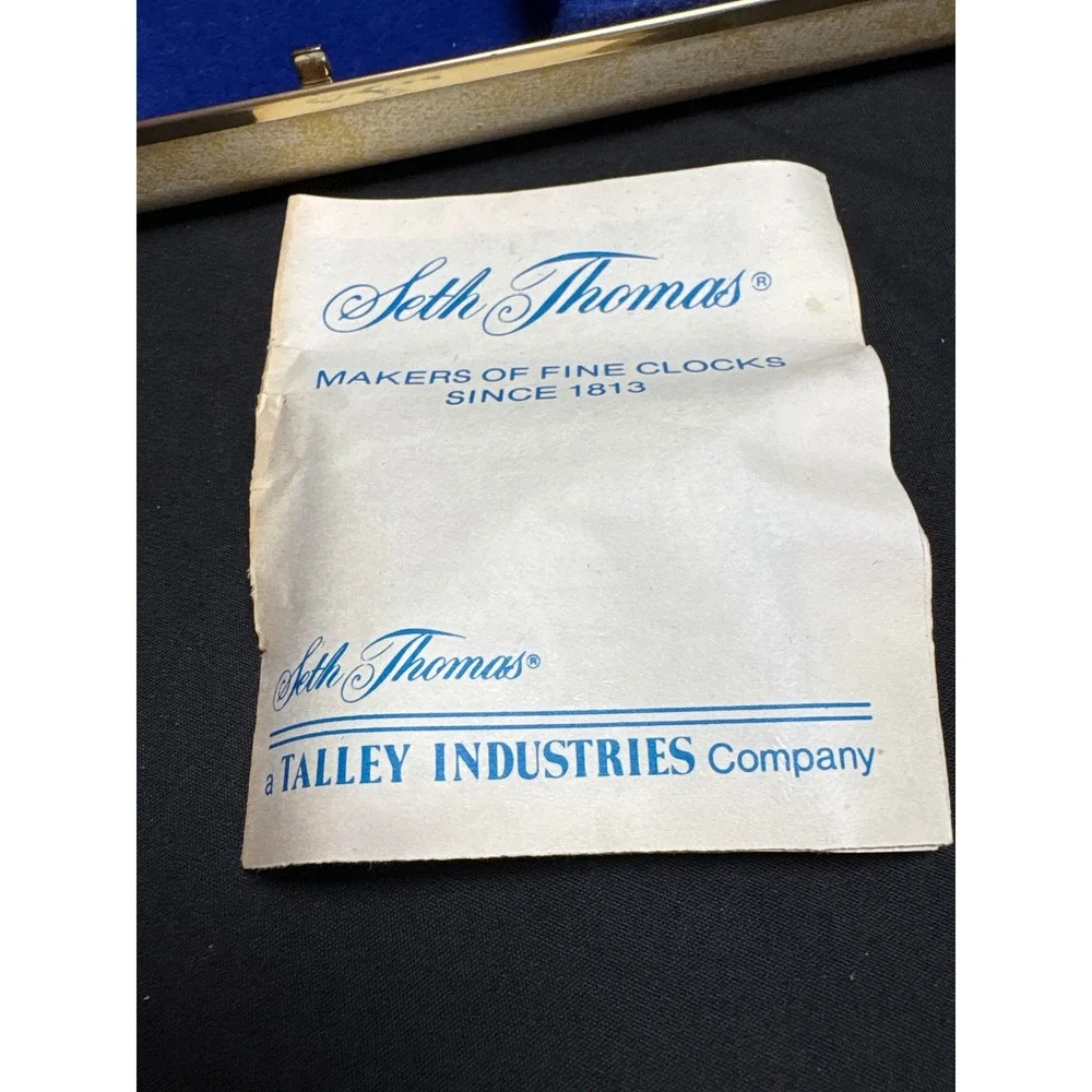 Seth Thomas Vintage Travel Alarm Clock Jewelry Valet Case Cream Gold Blue MCM